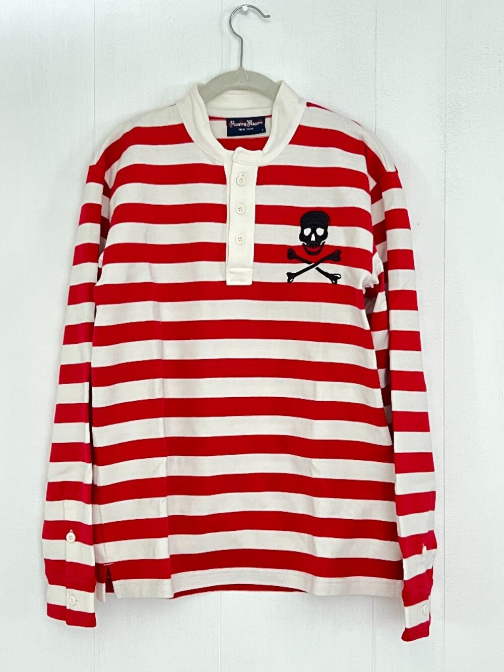 Rowing Balzers - Men’s Skull & Crossbones Rugby Shirt, Cotton, Size Small